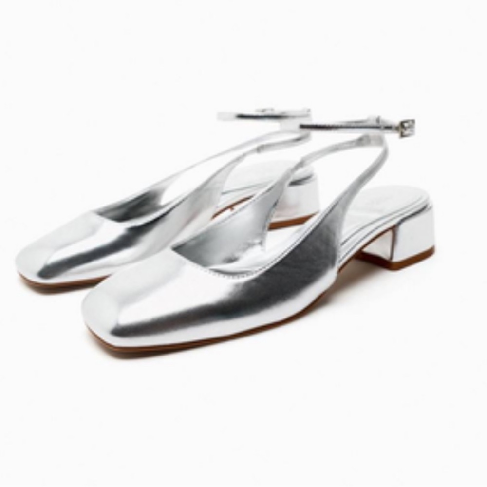 Zara silver sling backs sz 38